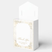 エレガント金ゴールド枠のスクリプト白結婚の感謝 フェイバーボックス (オープン)