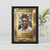 エレガント金ゴールド枠の退職写真別パーティー 招待状 (スタンド正面)