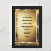 エレガント金ゴールド枠の退職写真別パーティー 招待状 (裏面)