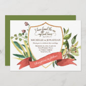 エレガント金ゴールド枠クリスチャン結婚ズ 招待状 (正面/裏面)