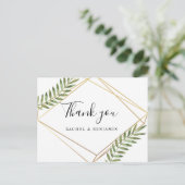 エレガント金ゴールド枠テラリウム緑葉ありがとう ポストカード (スタンド正面)