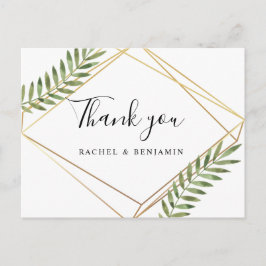 エレガント金ゴールド枠テラリウム緑葉ありがとう ポストカード