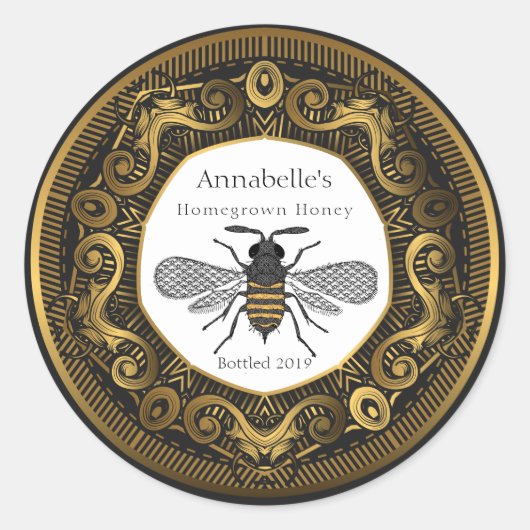 エレガント金ゴールド枠ハニーラベル ラウンドシール (正面)