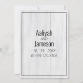 エレガント金ゴールド枠ホワイトウッドタイポグラフィ結婚ズ 招待状 (裏面)