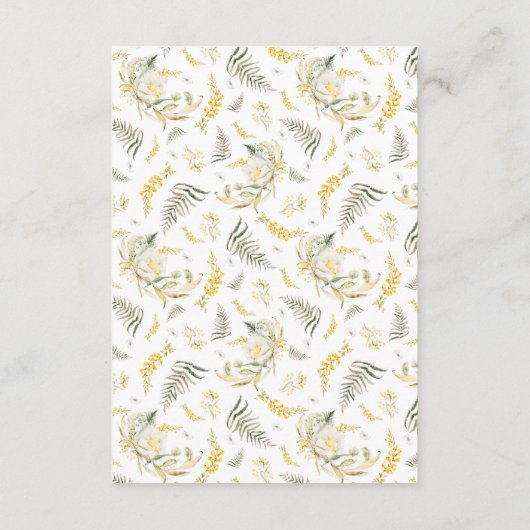 エレガント金ゴールド枠付きワイルドフラワー結婚縁取り エンクロージャーカード (裏面)