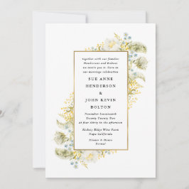 エレガント金ゴールド枠付きワイルドフラワー結婚縁取り 招待状