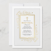 エレガント金ゴールド枠宗教招待状 招待状 (正面)