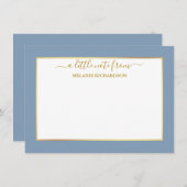 エレガント金ゴールド枠 – サイズを選択 – ほこりっぽい青 ノートカード (正面/裏面)