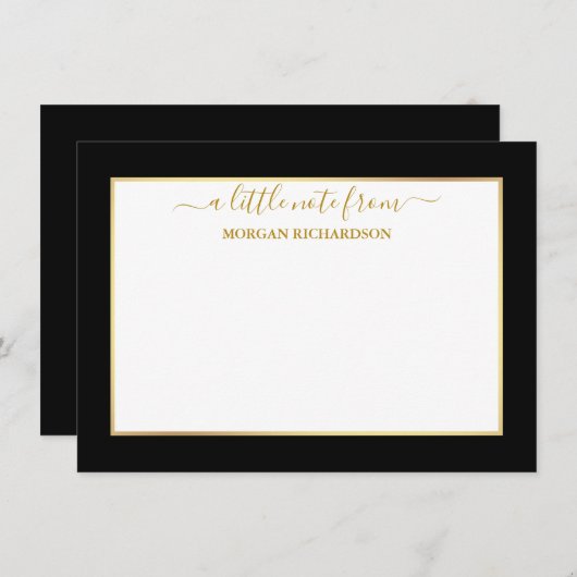 エレガント金ゴールド枠 – サイズを選択 – 白黒 ノートカード (正面/裏面)