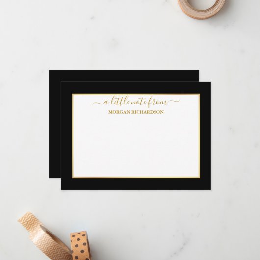 エレガント金ゴールド枠 – サイズを選択 – 白黒 ノートカード (正面/裏面インサイチュ)