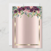 エレガント金ゴールド枠、ブルゴーニュ花リタイア 招待状 (裏面)