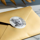 エレガント金ゴールド枠 |ベビーの初めてのクリスマス写真 ラウンドシール