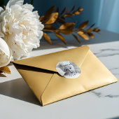 エレガント金ゴールド枠 |ベビーの初めてのクリスマス写真 ラウンドシール