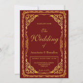 エレガント金ゴールド枠 | 結婚s 招待状 (正面)