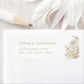 エレガント金ゴールド植物性フローラ差出人住所 ラベル (インサイチュ)