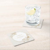 エレガント金ゴールド植物性フローラ結婚リース スクエアペーパーコースター (インサイチュ)