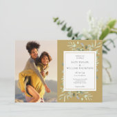 エレガント金ゴールド植物樹結婚生写真 招待状 (スタンド正面)