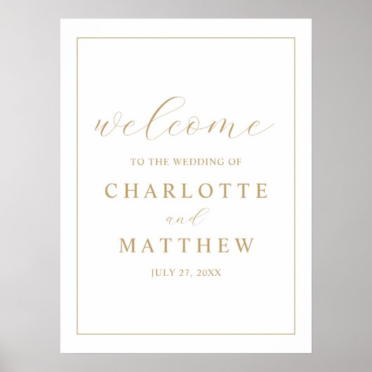 エレガント金ゴールド歓迎結婚のポスター ポスター (正面)