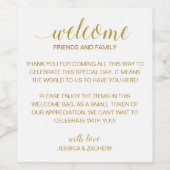 エレガント金ゴールド歓迎結婚の抱き枕バスケット ワインラベル (シングルラベル)