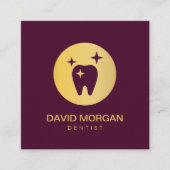 エレガント金ゴールド歯ロゴ歯科医 スクエア名刺 (正面)
