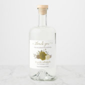 エレガント金ゴールド水カラーバラ結婚ズ・サンキュー リキュールボトルラベル (正面)
