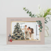 エレガント金ゴールド水彩写真クリスマスカード シーズンカード (スタンド正面)