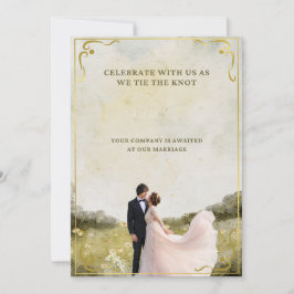 エレガント金ゴールド水彩結婚式招待状 | ローマ 招待状
