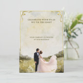 エレガント金ゴールド水彩結婚式招待状 | ローマ 招待状 (スタンド正面)