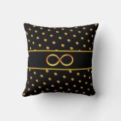 エレガント金ゴールド水玉模様と無限大シンボル クッション (裏面)