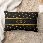 エレガント金ゴールド水玉模様と無限大シンボル ランバークッション (ブランケット)