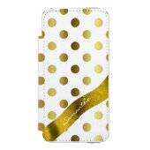 エレガント金ゴールド水玉模様iPhone 5Sウォレットケース Incipio iPhoneウォレットケース (フォリオ 正面)