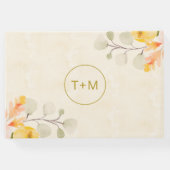 エレガント金ゴールド水色フローラ結婚の写真 ゲストブック (裏面)