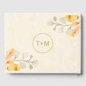 エレガント金ゴールド水色フローラ結婚の写真 ゲストブック (裏面)