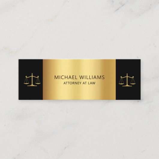 エレガント金ゴールド法はかりで測務弁護士 スキニー名刺 (正面)