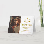 エレガント金ゴールド法科卒業写真 サンキューカード (正面)