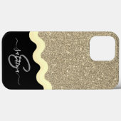 エレガント金ゴールド波グリッターモノグラムの名 Case-Mate iPhoneケース (裏面 (横))