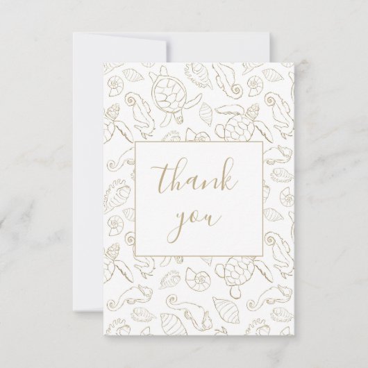 エレガント金ゴールド海ブライダルシャワーサンキューカード サンキューカード (正面)