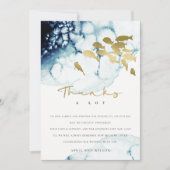 エレガント金ゴールド海軍の水中魚類結婚類 サンキューカード (正面)