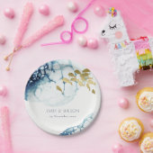 エレガント金ゴールド海軍の水中魚類結婚類 ペーパープレート (パーティー)