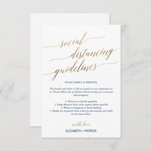 エレガント金ゴールド海軍の社会配結婚信 エンクロージャーカード (正面/裏面)