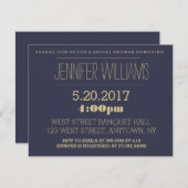 エレガント金ゴールド海軍ブライダルシャワー招待状 招待状 (正面/裏面)