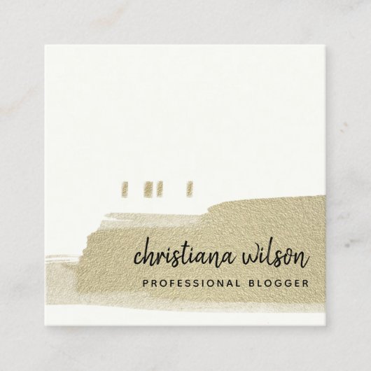 エレガント金ゴールド淡い色のブラック筆跡S スクエア名刺 (正面)