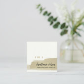 エレガント金ゴールド淡い色のブラック筆跡S スクエア名刺 (スタンド正面)