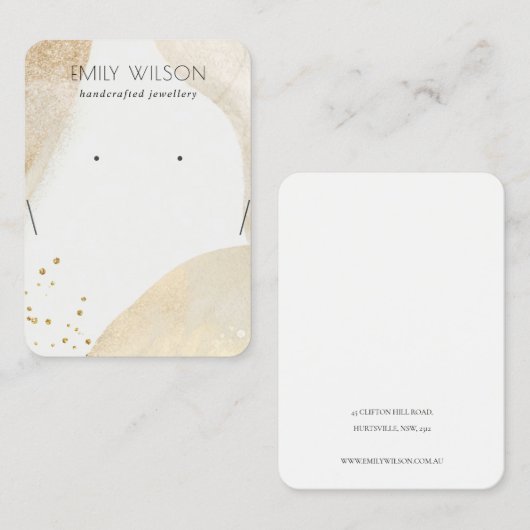 エレガント金ゴールド淡い色の抽象芸術形ネックレス表示 名刺 (正面/裏面)