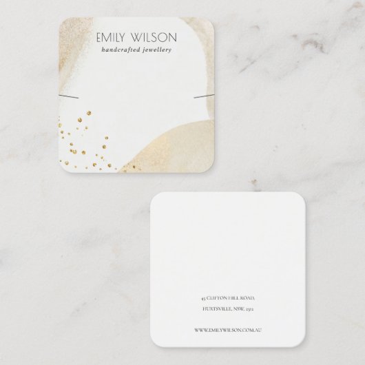 エレガント金ゴールド淡い色の抽象芸術形状イヤリング表示 スクエア名刺 (正面/裏面)