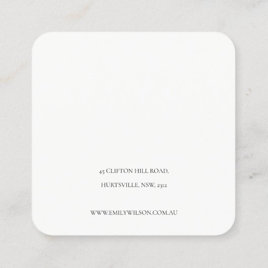 エレガント金ゴールド淡い色の抽象芸術形状イヤリング表示 スクエア名刺 (裏面)