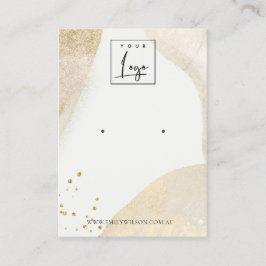 エレガント金ゴールド淡い色の抽象芸術形状イヤリング表示 名刺