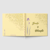 エレガント金ゴールド淡い色の紫の水の色のアイリス結婚ズ ゲストブック (全面)