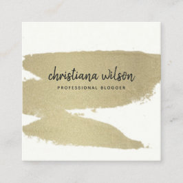 エレガント金ゴールド淡い色の黒筆の筆跡 スクエア名刺