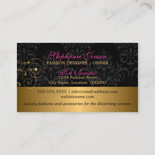 エレガント金ゴールド渦巻き旋回 名刺 (裏面)